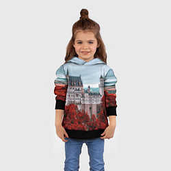 Толстовка-худи детская Замок в горах и красный лес, цвет: 3D-черный — фото 2