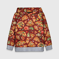 Детская толстовка Кусочки пиццы ассорти - акварельный паттерн