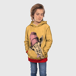 Толстовка-худи детская Жираф дразнит, цвет: 3D-красный — фото 2