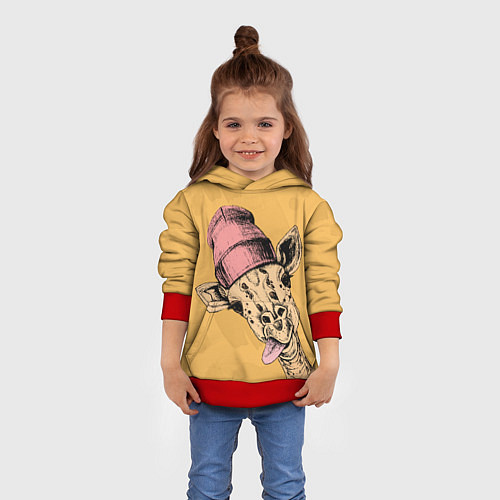 Детская толстовка Жираф дразнит / 3D-Красный – фото 4