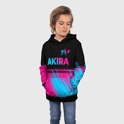 Детская толстовка Akira - neon gradient: символ сверху / 3D-Черный – фото 3