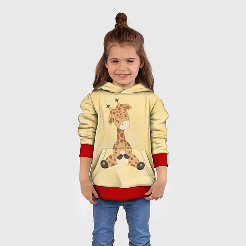 Детская толстовка Малыш жираф / 3D-Красный – фото 4