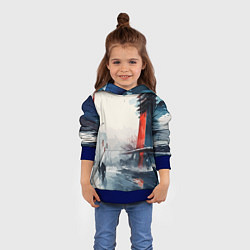 Толстовка-худи детская Наш город - коллекция Бело-сине-красный - Хуф и Ся, цвет: 3D-синий — фото 2