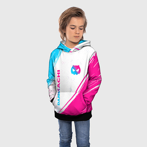 Детская толстовка DanMachi neon gradient style: надпись, символ / 3D-Черный – фото 3