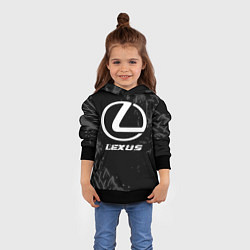 Толстовка-худи детская Lexus speed на темном фоне со следами шин, цвет: 3D-черный — фото 2
