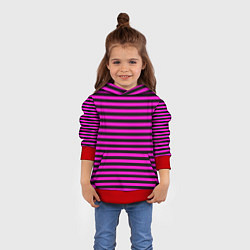 Толстовка-худи детская Черно-розовые Эмо полосы, цвет: 3D-красный — фото 2