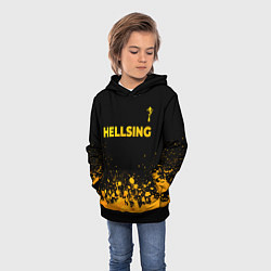 Толстовка-худи детская Hellsing - gold gradient: символ сверху, цвет: 3D-черный — фото 2