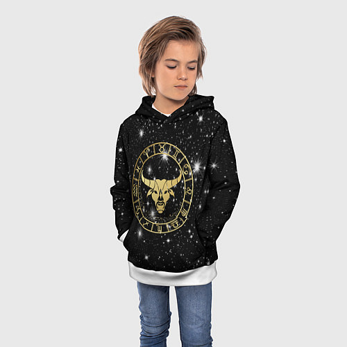 Детская толстовка Телец золотой на звездном небе / 3D-Белый – фото 3