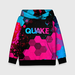Толстовка-худи детская Quake - neon gradient: символ сверху, цвет: 3D-черный