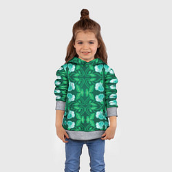 Толстовка-худи детская Зелёный цветочный паттерн, цвет: 3D-меланж — фото 2