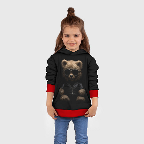 Детская толстовка Брутальный плюшевый медведь / 3D-Красный – фото 4