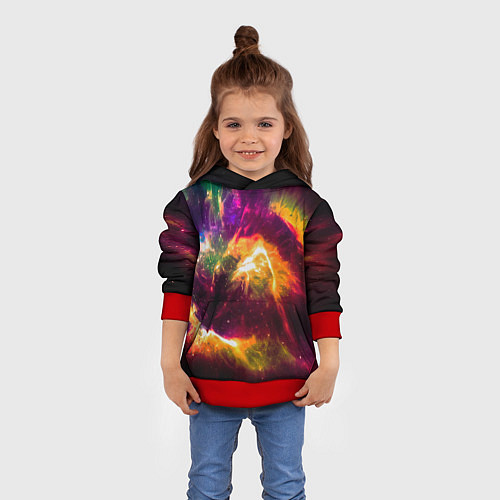 Детская толстовка Небула в космосе разноцветная - нейронная сеть / 3D-Красный – фото 4