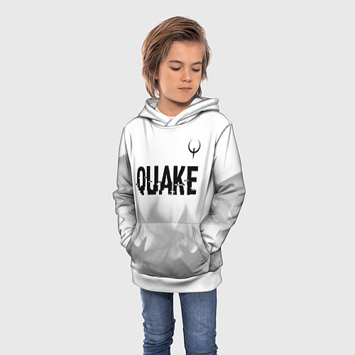 Детская толстовка Quake glitch на светлом фоне: символ сверху / 3D-Белый – фото 3