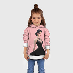 Толстовка-худи детская Girl in black dress - pink, цвет: 3D-белый — фото 2