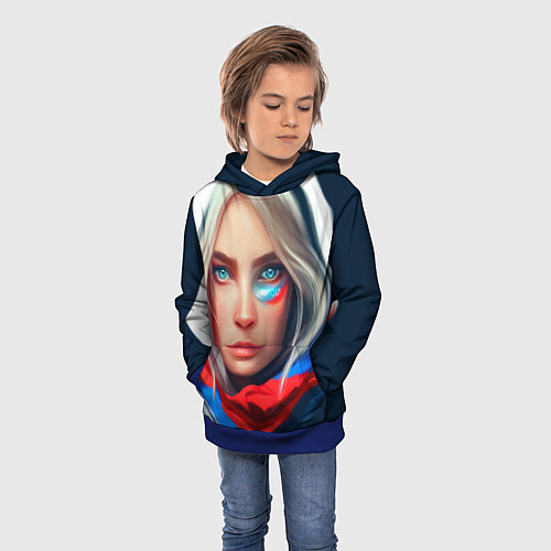 Детская толстовка Девушка с голубыми глазами в флаге / 3D-Синий – фото 3