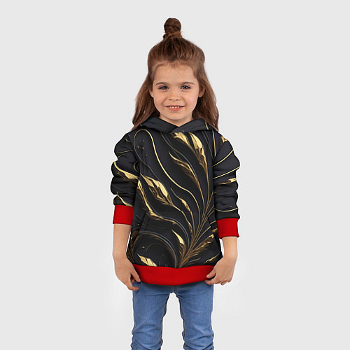 Детская толстовка Золотой орнамент на черном / 3D-Красный – фото 4