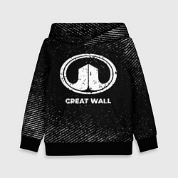 Толстовка-худи детская Great Wall с потертостями на темном фоне, цвет: 3D-черный