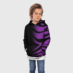 Толстовка-худи детская Фиолетовый с черными полосками зебры, цвет: 3D-белый — фото 2