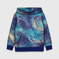 Толстовка-худи детская Путеводная звезда в космосе, цвет: 3D-синий