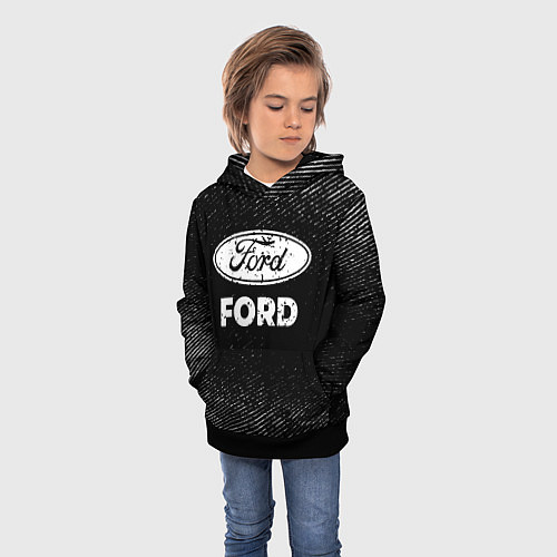 Детская толстовка Ford с потертостями на темном фоне / 3D-Черный – фото 3