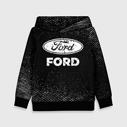 Толстовка-худи детская Ford с потертостями на темном фоне, цвет: 3D-черный