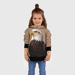 Толстовка-худи детская Белоголовый орлан птица, цвет: 3D-черный — фото 2