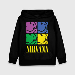 Толстовка-худи детская NIRVANA - смайлы, цвет: 3D-черный