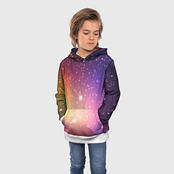 Толстовка-худи детская Желто фиолетовое свечение и звезды, цвет: 3D-белый — фото 2