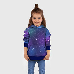 Толстовка-худи детская Фиолетовая розовая звездная туманность в космосе, цвет: 3D-синий — фото 2