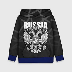 Толстовка-худи детская Russia - герб РФ, цвет: 3D-синий