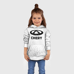Толстовка-худи детская Chery с потертостями на светлом фоне, цвет: 3D-белый — фото 2