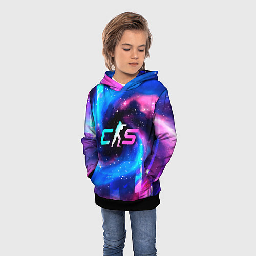 Детская толстовка Counter-Strike 2 неоновый космос / 3D-Черный – фото 3