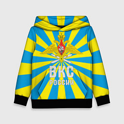 Толстовка-худи детская ВКС России - герб, цвет: 3D-черный