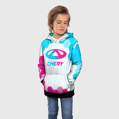 Детская толстовка Chery neon gradient style / 3D-Черный – фото 3