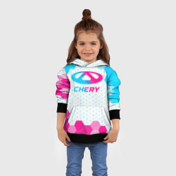 Толстовка-худи детская Chery neon gradient style, цвет: 3D-черный — фото 2