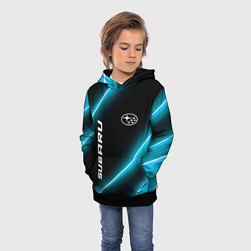 Детская толстовка Subaru неоновые лампы / 3D-Черный – фото 3