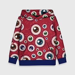 Толстовка-худи детская Множество жутких глаз, цвет: 3D-синий