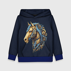 Толстовка-худи детская Механический конь, цвет: 3D-синий