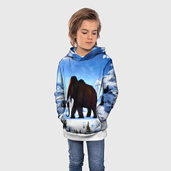 Толстовка-худи детская Мамонт ледникового периода, цвет: 3D-белый — фото 2