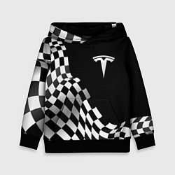 Толстовка-худи детская Tesla racing flag, цвет: 3D-черный