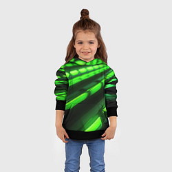 Толстовка-худи детская Green neon abstract, цвет: 3D-черный — фото 2
