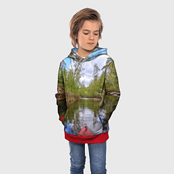 Толстовка-худи детская Красная байдарка, цвет: 3D-красный — фото 2