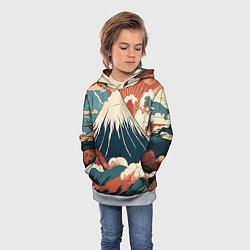 Толстовка-худи детская Ретро Фудзияма, цвет: 3D-меланж — фото 2