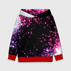 Толстовка-худи детская Неоновые звезды - neon, цвет: 3D-красный
