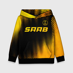 Толстовка-худи детская Saab - gold gradient: символ сверху, цвет: 3D-черный