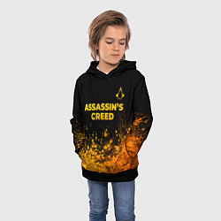 Толстовка-худи детская Assassins Creed - gold gradient: символ сверху, цвет: 3D-черный — фото 2