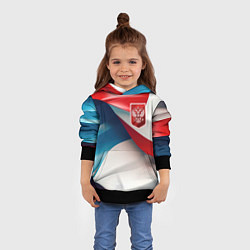 Толстовка-худи детская Красный герб России, цвет: 3D-черный — фото 2