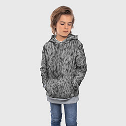 Толстовка-худи детская Густой серый мех, цвет: 3D-меланж — фото 2