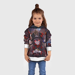Толстовка-худи детская Ху тао с призраками - Геншин, цвет: 3D-белый — фото 2