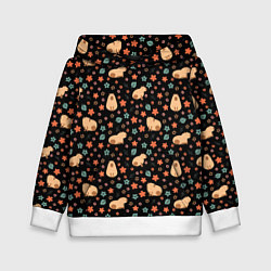 Толстовка-худи детская Capybara pattern Паттерн капибара, цвет: 3D-белый